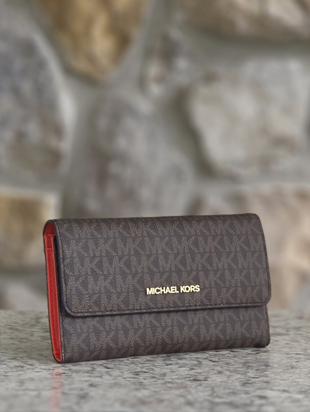 Michael Kors Jet Set Logo Large Brown Trifold Wallet